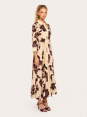 Elegant Floral Print Belted Maxi Shirt Dress