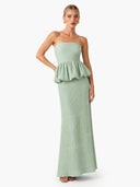 Elegant Strapless Ruched Skirt Two-Piece Set
