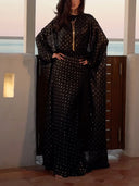 Elegant Gold Dot Print Robe Two-Piece Set