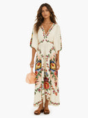 Elegant Floral Print V-Neck Empire Waist Maxi Dress