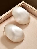 Brushed Gold Oval Stud Earrings