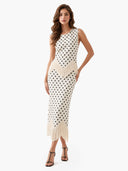 Elegant Polka Dot Fringed Asymmetrical Skirt Two-Piece Set