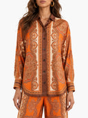 Retro Paisley Print Long Sleeve Shirt & Pants Two-Piece Set