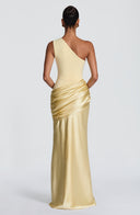 Elegant One Shoulder Neck Pleated Party Maxi Dress