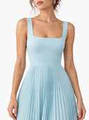 Elegant Square-neck Pleated Maxi Dress