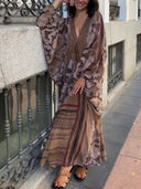 Elegant Lace Overlay V-Neck Chiffon Maxi Dress