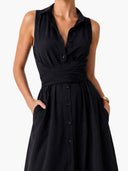 Unique Shirt Style Single-breasted Tie Midi Dress