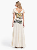 Elegant Artistic Print Front Slit Maxi Dress