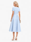 Elegant Wavy Hem A-Line Midi Dress