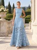 Elegant Lace Boat Neck Sleeveless Maxi Dress