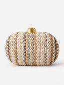 Rainbow Multicolor Braided Oval Hard-Shell Evening Handbag