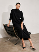 Elegant Knit High-Neck Loose Midi Dress
