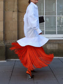 Elegant Ruffle Hem Fringe Shirt Dress