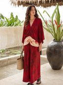 Casual Abstract Tie-Dye Kimono Sleeve Maxi Dress