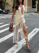 Elegant Fringe Draped Top & Mini Shorts Two-Piece Set