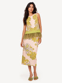 Feather Trim Top & Midi Skirt Two-Piece Set
