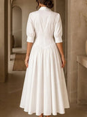 Elegant  Button Front Fit Shirt Maxi Dress