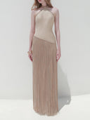 Elegant Backless Knitted Tassel Maxi Dress