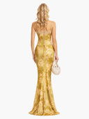 Lace Splicing Printed Sling Maxi Dress