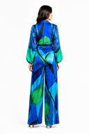 Exquisite Geometric Print Shirt & Wide-Leg Pants Two-Piece Set