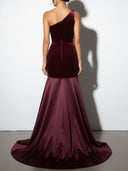Elegant Velvet Satin Ruched Party Maxi Dress