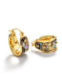 Shell Inlay Gold Hoop Earrings