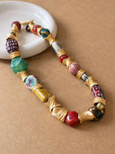Multicolor Beaded Gold Statement Necklace