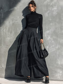 Turtleneck Top & Pleated Wide Leg Pants Set