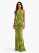 Elegant Open-Back Chiffon Maxi Dress