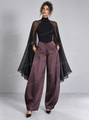 Elegant Chiffon Sleeve Bodysuit & Wide Leg Pants Two Piece Set