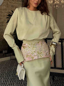 Elegant Long Sleeve Top & Maxi Skirt Set