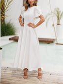 Elegant High-neck Bud Sleeve Midi Dress