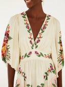 Elegant Floral Print V-Neck Empire Waist Maxi Dress