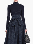 Exquisite High-neck Stretch Top And Plaid Skirt Two-piece Set