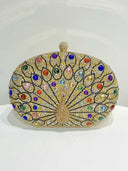 Retro Peacock Rhinestone Party Clutch Bag