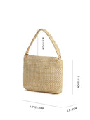 Beaded Woven Straw Wristlet Bag