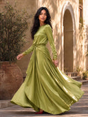 Elegant Draped Satin Maxi Dress