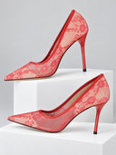 Floral Lace Pointed Toe Stiletto Pumps