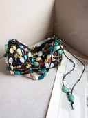 Bohemian Multicolor Stone Beaded Hobo Underarm Shoulder Bag