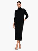 Elegant Knit High-Neck Loose Midi Dress