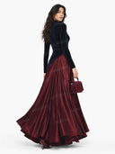 Elegant Velvet Satin Color-blocked Maxi Dress