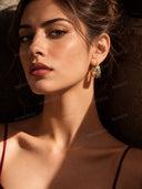 Shell Inlay Gold Hoop Earrings
