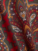 Retro Paisley Print Faux Fur Collar Maxi Dress