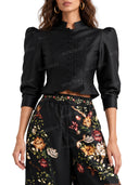 Exquisite Ruched Twill Crop Top & Floral Satin Wide-Leg Pants Set