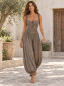 Sexy Lace Strapless Ruched Harem Pants Set