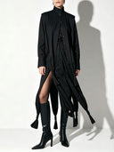Elegant Tassel Trim Coat & Draped Pants Two-Piece Set