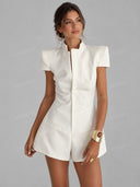 Structured Short Sleeve Tailored Romper