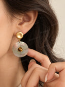 Mother of Pearl Disc Drop Earrings