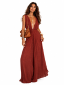 Vacation Style V-neck Lace-up Jumpsuit