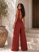 Vacation Style V-neck Lace-up Jumpsuit